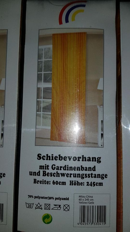 3 x neuer Schiebevorhang 60 x 245 cm, mit Gardinenband und Stange in Hamburg