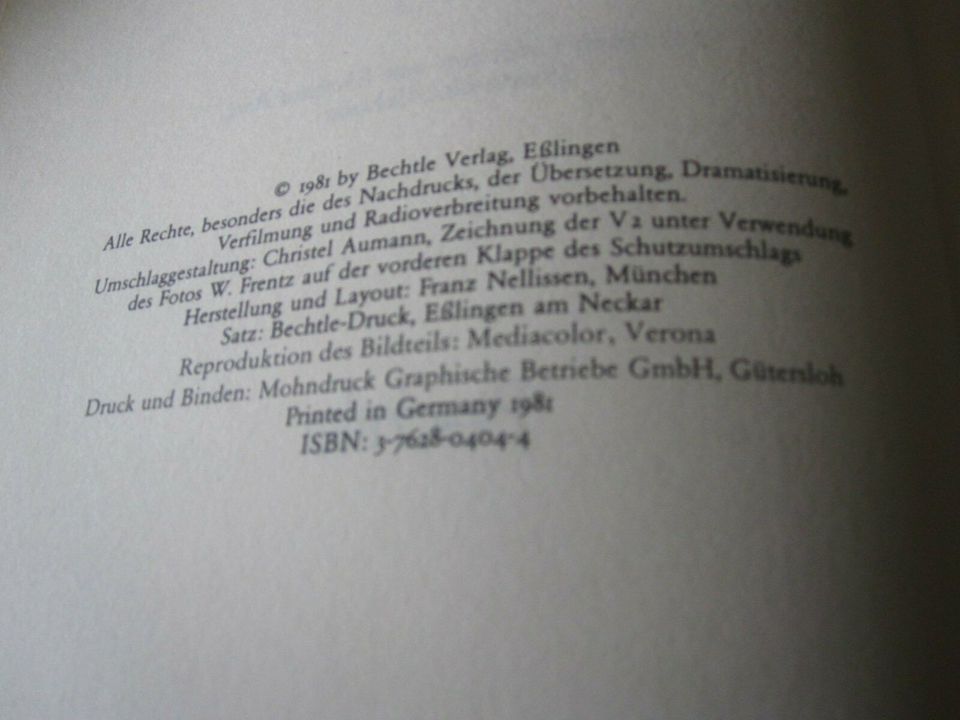 Buch "Peenemünde, die Geschichte der V-Waffen von W.Dornberger in Münchberg