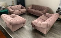 Sofa-Set Alegra 3-2-2-1 in Altrosa Samtoptik Keder und Nieten in Bielefeld - Bielefeld (Innenstadt) Vorschau