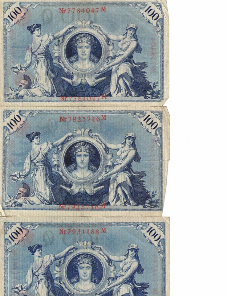Reichsbanknote 100 Mark, 7. Februar 1908 – Rotes Siegel in Wuppertal