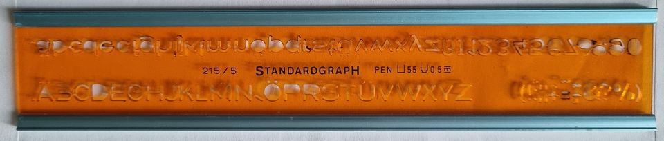 Schriftschablone Standardgraph 0,5mm senkrecht, breit 215/5 in Essen Freisenbruch