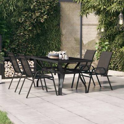 VidaXL Gartentisch Schwarz 140x70x70 cm Stahl und Glas in Bücken