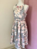 Kleid Midi ASOS M L 40 grau rosa weiß Blüte Blume Hochzeit Sommer Kiel - Mitte Vorschau