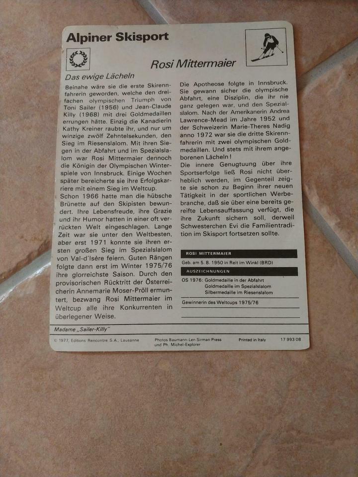 Rosi Mittermaier Meine Koll. AS CREATION TAPETE Sammelkarte in Schlüchtern
