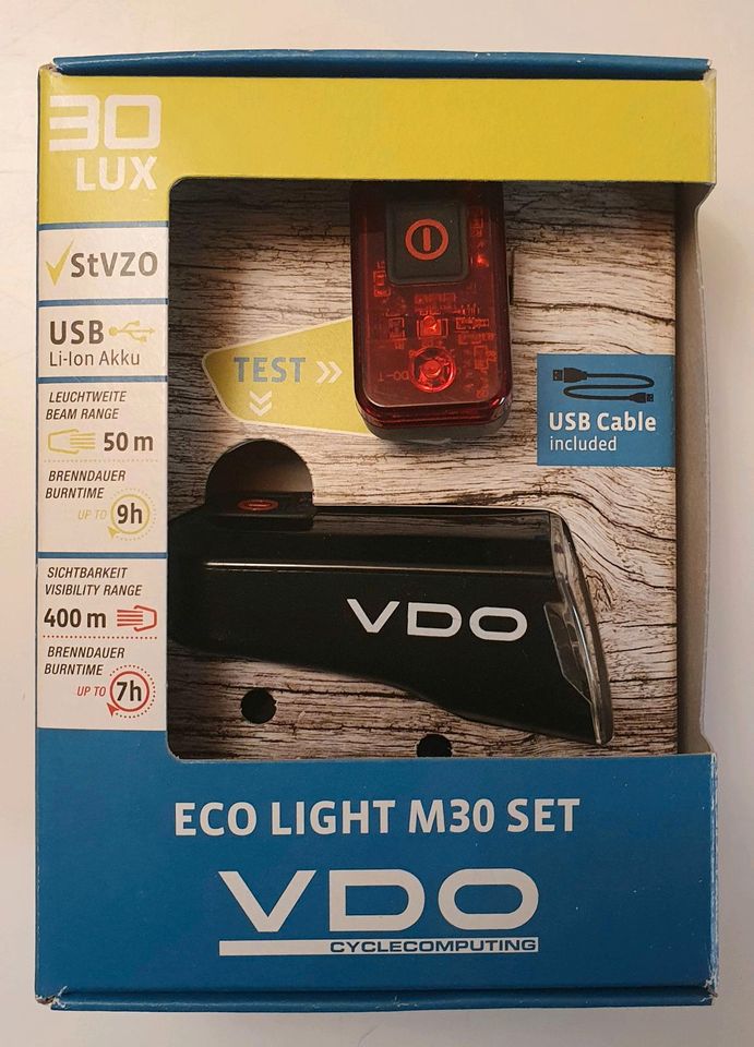 VDO Eco Light M30 Set, Fahrradbeleuchtung, abnehmbar, wie neu in Rickert