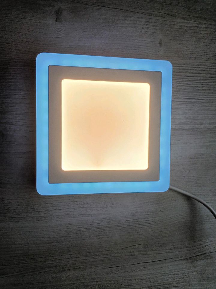 Lampe Leuchte eckig 19x19 cm weiß blau silber in Klipphausen