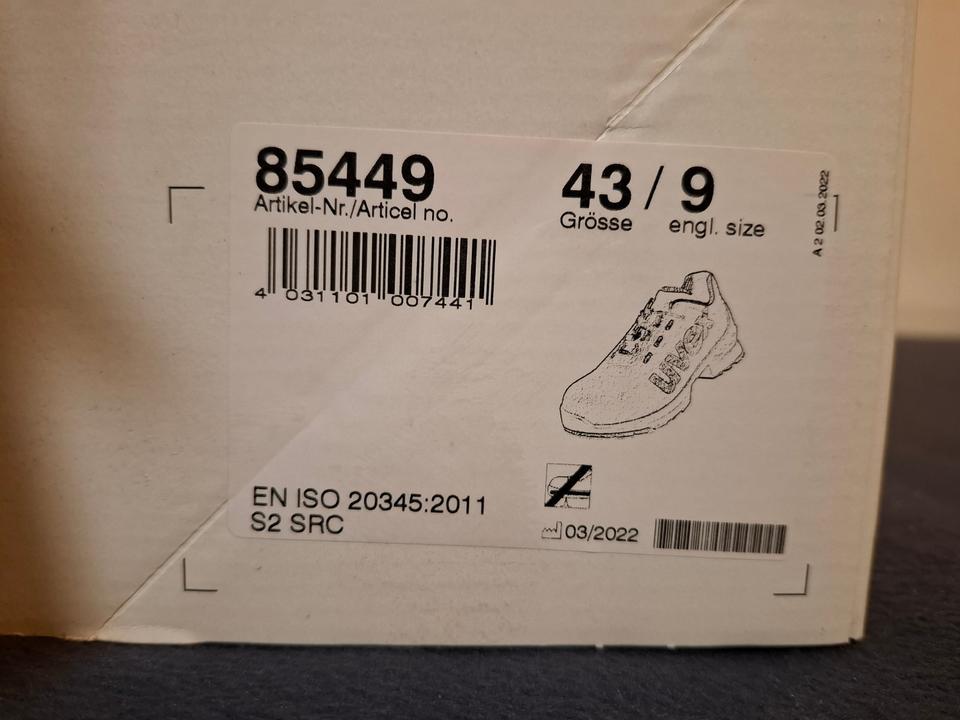 UVEX 1 Unisex Sicherheitsschuhe Schwarz/Gelb, Größe 43 in Hamburg