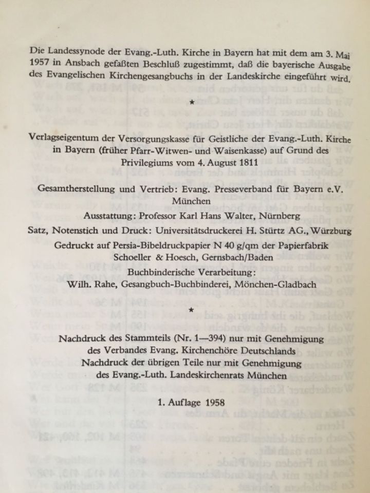 altes Gesangbuch / Liederbuch Kirche in Wunsiedel