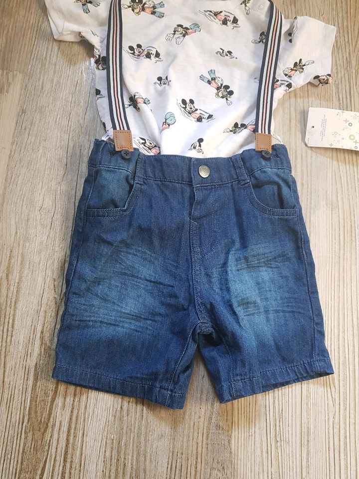 Neu C&A Tshirt Shirt Shorts Jeansshorts 98 Neu Mickey Disney in Burghausen