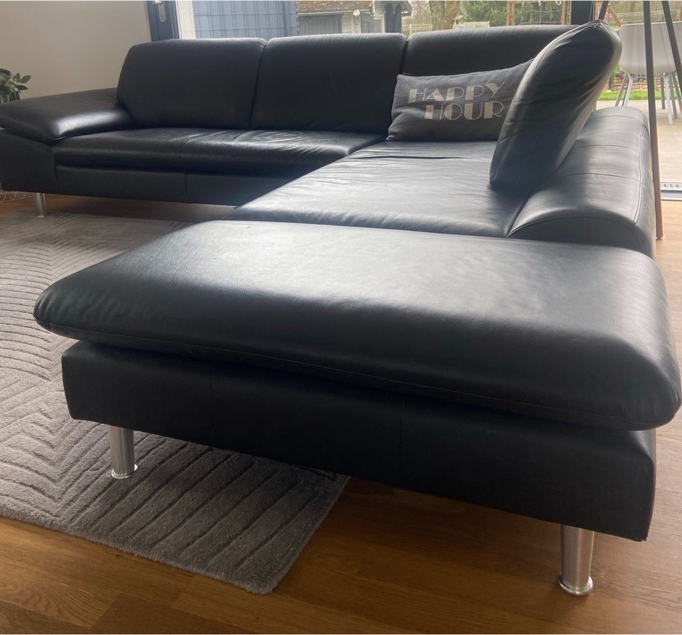 Absolut hochwertiges Echtleder Sofa schwarz, hoher NP in Verl