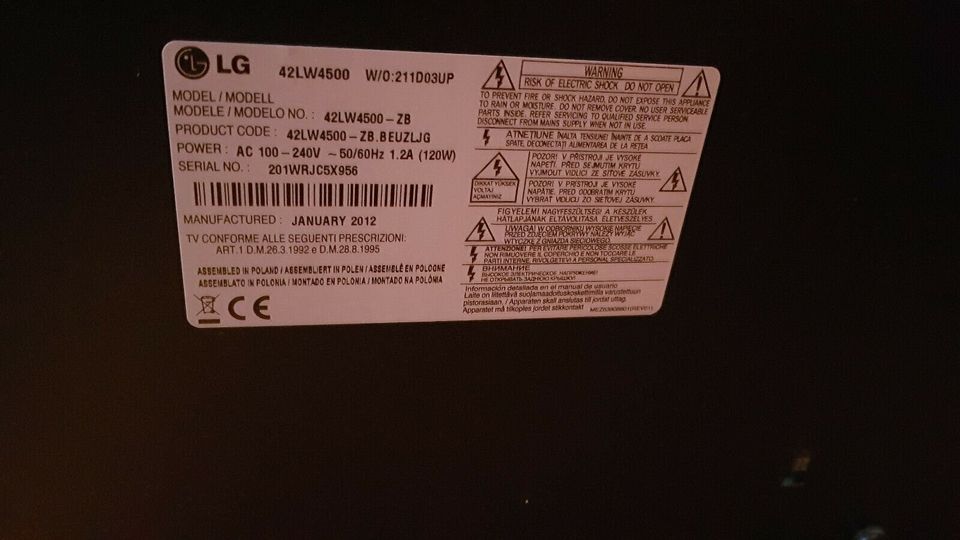 Ersatzteile LG 42LW4500 42 Zoll Cinema 3D LED TV Fernseher in Bayern -  Mammendorf | Fernseher gebraucht kaufen | eBay Kleinanzeigen ist jetzt  Kleinanzeigen