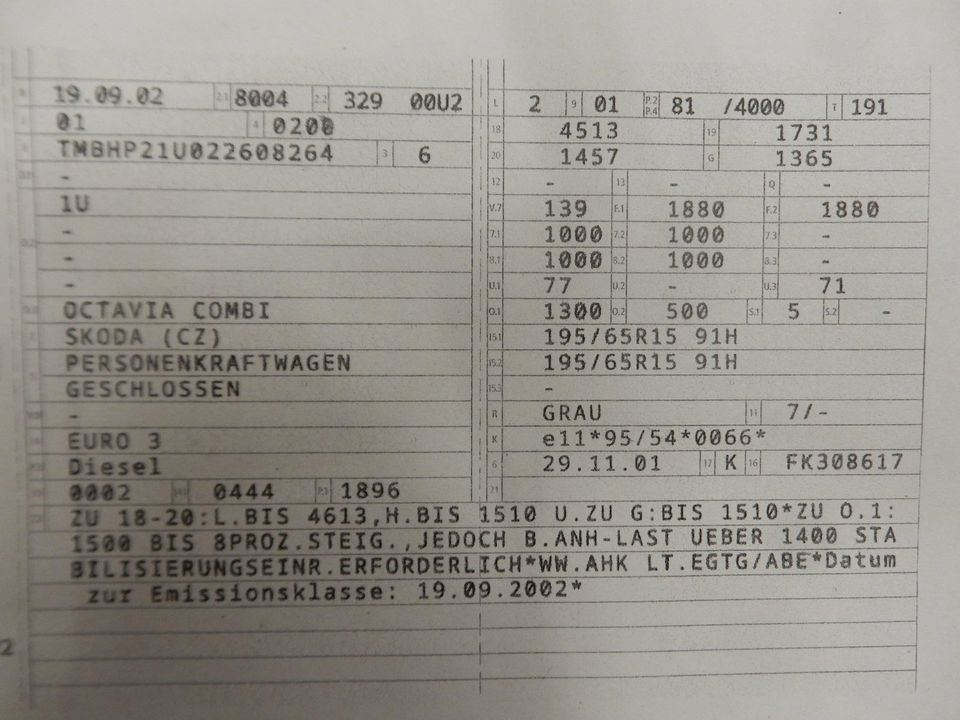 Skoda Octavia 1U Ersatzteileträger ASV EGS LF7T Diamants. VN9214 in Heilsbronn