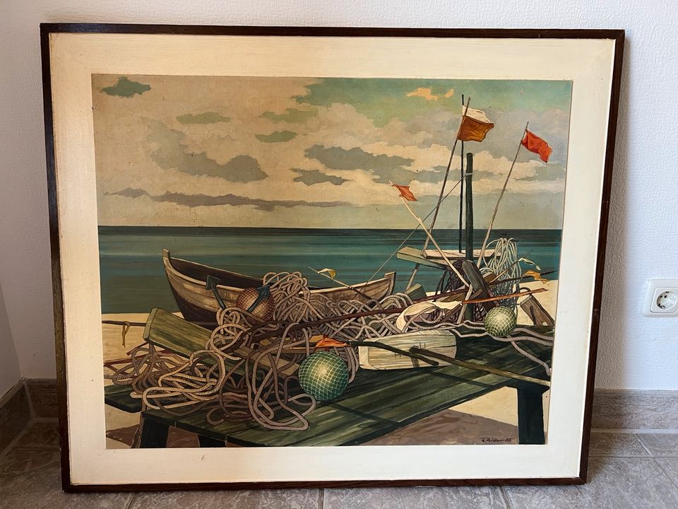 Ölgemälde Gemälde Ostsee Maritim altes Bild Schifffahrt in Karstädt Prignitz