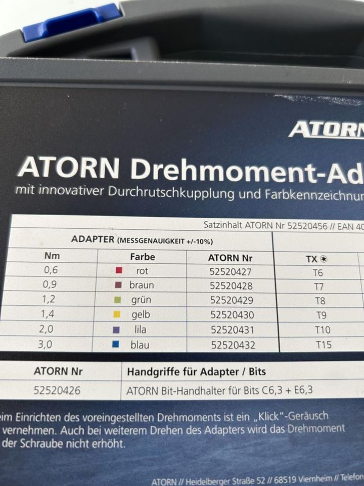 Drehmoment Schraubendreher Satz 0.6-3.0 Nm NEU in Osthofen