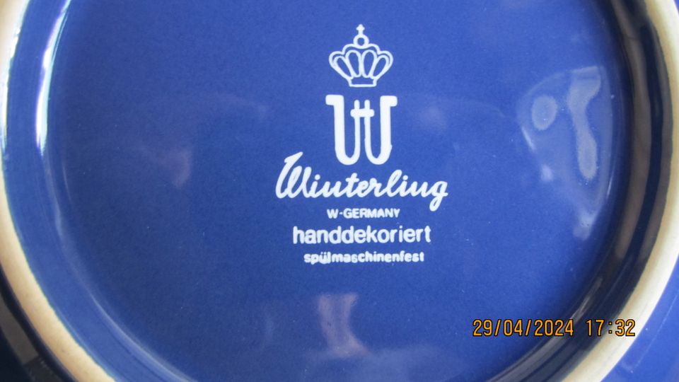 Winterling Pfalzkeramik 7 x tiefe Teller blau m. weißen Punkten in Flensburg