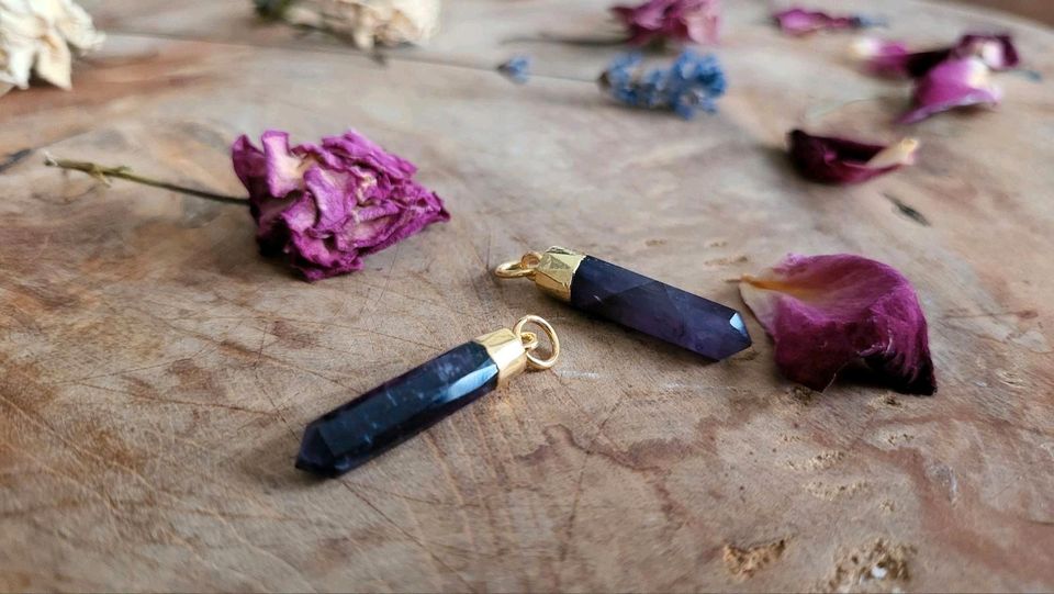 ⚜️ Amethyst Kettenanhänger Spitze Edelsteinschmuck Heilsteine 925 in Minden