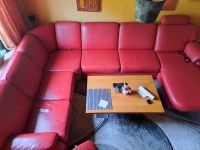 Echt Leder Sofa mit Sessel in Feuerrot Niedersachsen - Nordenham Vorschau