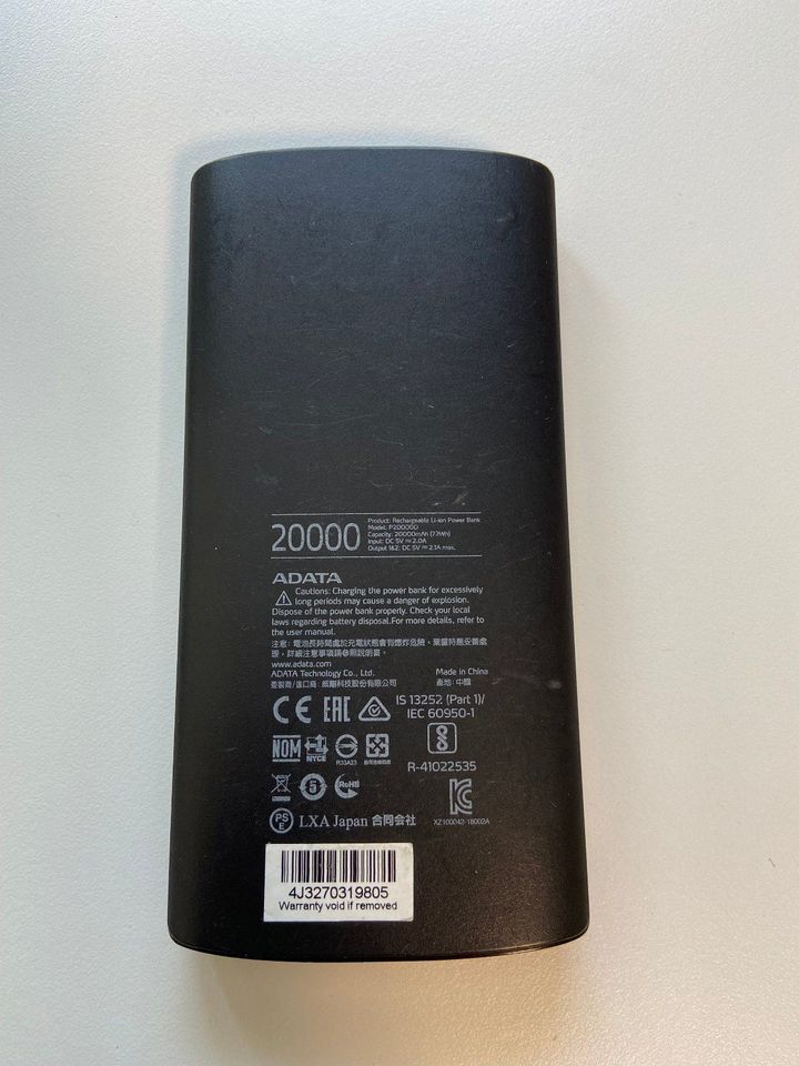 Adata Powerbank 20.000 mAH schwarz, Model P20000D in Erftstadt