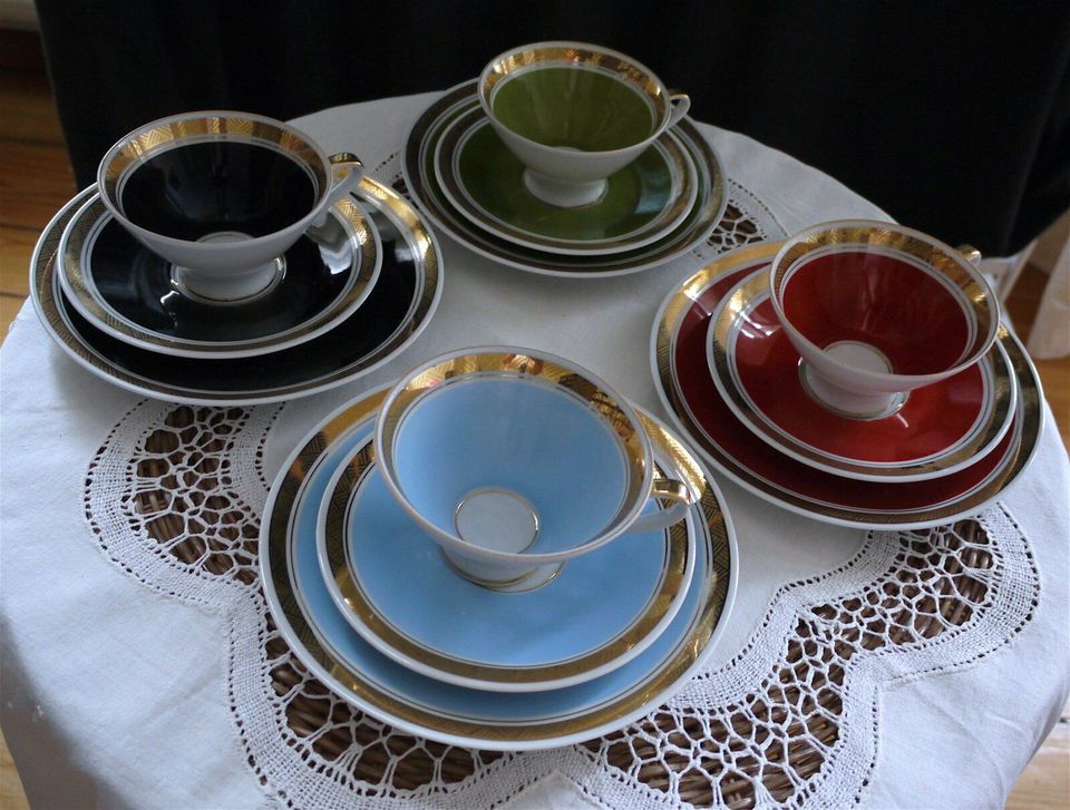 vintage Sammeltasse/ Kaffegedeck, versch. Designs, Goldrand, DDR in Berlin