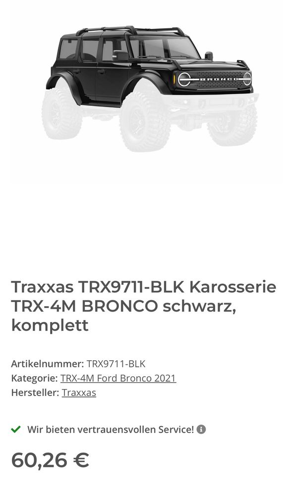 Trx4m bronco Karosserie Schwarz mit Auspuff Traxxas in Rellingen