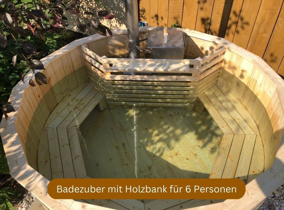 2m ø Badefass aus Holz mit Holzofen (Badezuber, Hot Tub) in Neuried