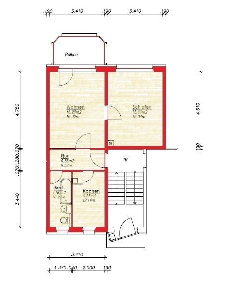 2 ZKB mit großem Balkon und Badewanne in Zella-Mehlis