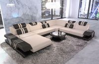 Stoff Sofa Wohnlandschaft Venedig XXL Couch mit Ottomane LED Berlin - Treptow Vorschau