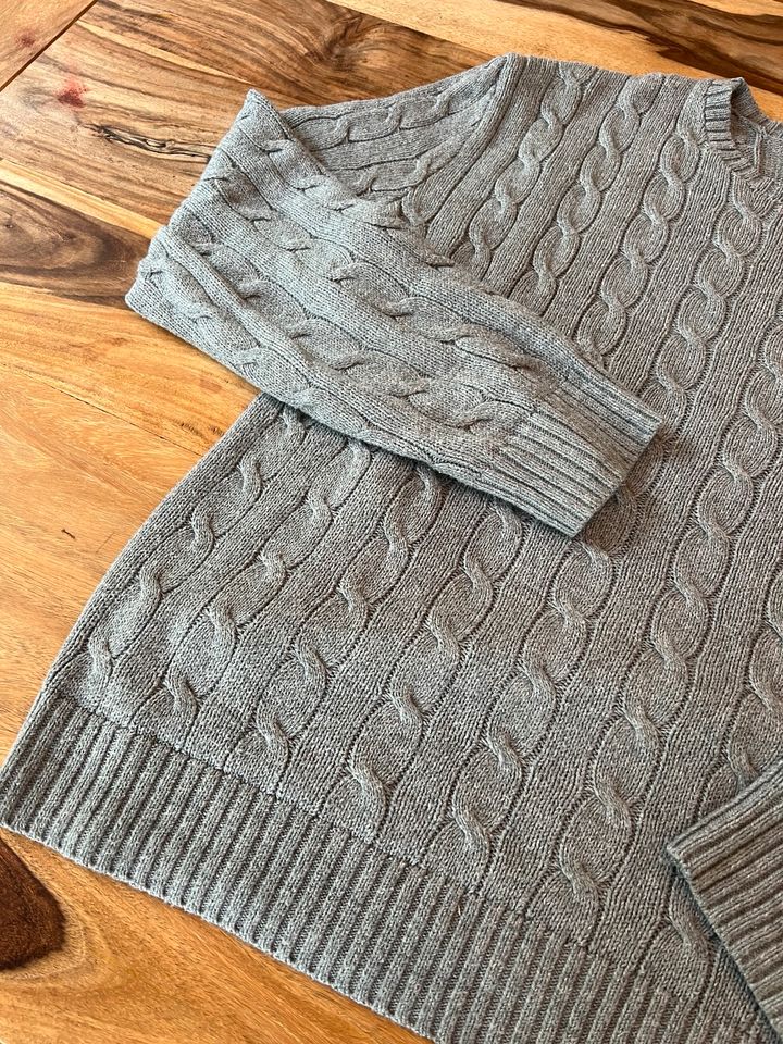 Ralph Lauren Pullover Strickpullover mit Zopfmuster  grau XL in München