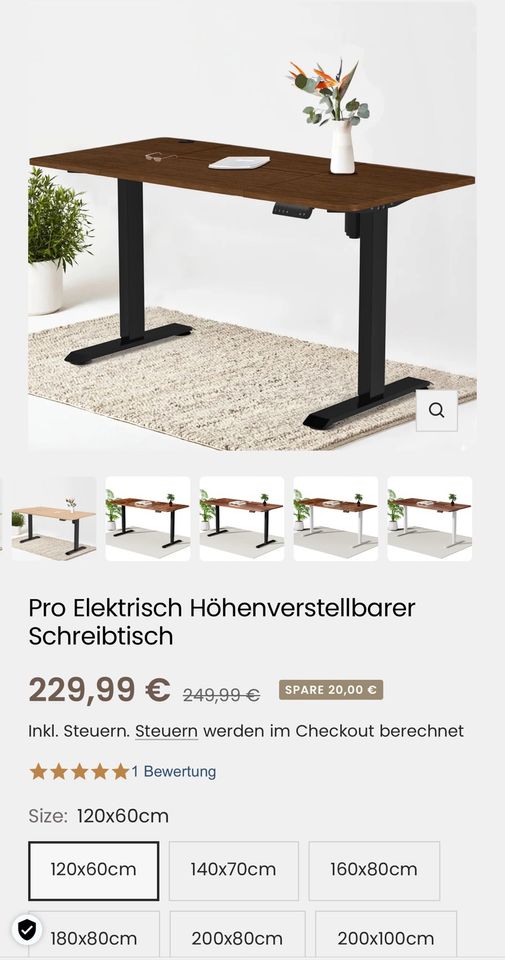 Pro Elektrisch Höhenverstellbarer Schreibtisch 120x60 cm 140x70cm in Kassel