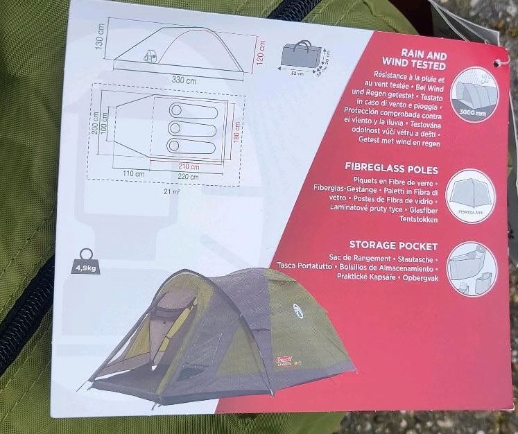 Zelt für 3 Personen *Camping*tent*coleman Darwin 3+*tent in Südbrookmerland