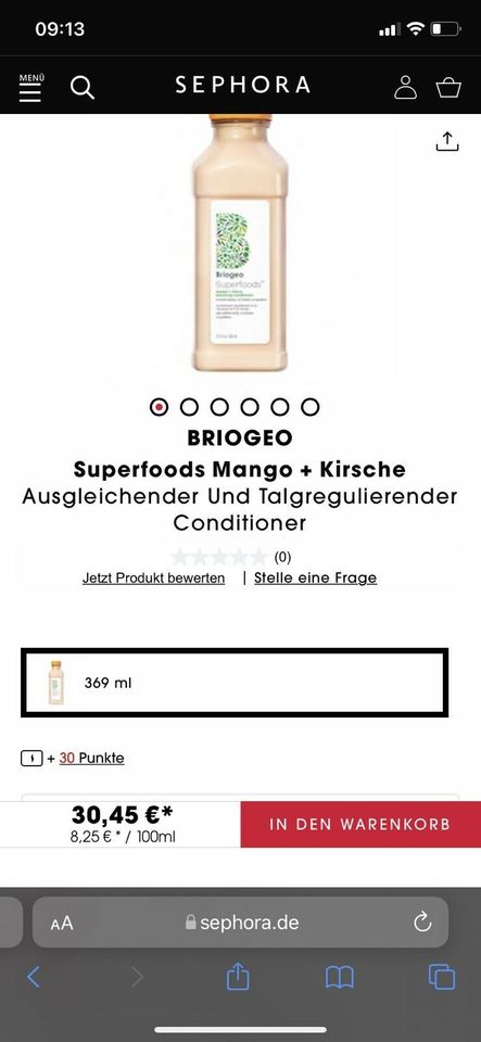 Briogeo Superfoods NEU Balancing Conditioner 369ml Mango Cherry in Köln