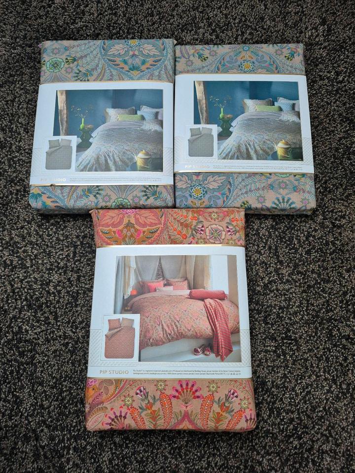 NEU Pip Studio Bettwäsche Alba blau khaki 155x200 o. 200x200 cm in Wetschen