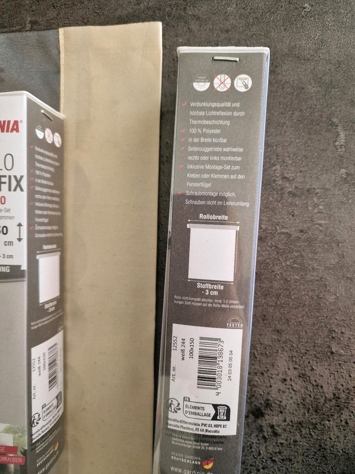 Neu 2x Thermo Rollo 100×150cm Verdunklung Fenster Easyfix Gardini in Neuwied