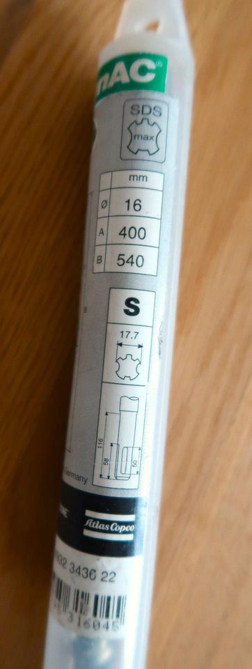 Atlas Copco SDS Max Steinbohrer Hammerbohrer Milwaukee 16 Ø in Hilpoltstein