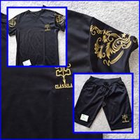 T-Shirt & kurze Hose, XS, schwarz mit Goldmuster, für Jungs Mecklenburg-Vorpommern - Neubrandenburg Vorschau