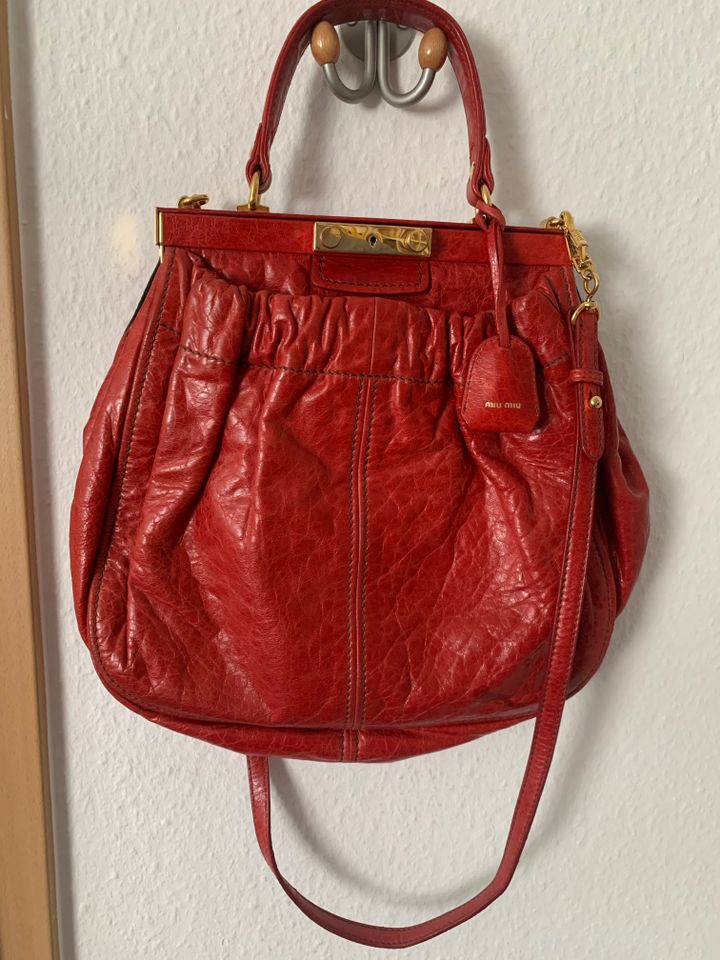 Miu Miu Tote Bag, Handtasche Rot, Echt Leder, Sehr guter Zustand in Wegberg