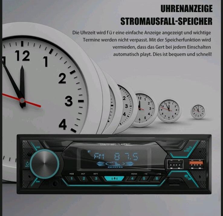 Autoradio 1DIN BT Mit Bluetooth Freisprech 7 Farben MP3-Player US in Wülfrath