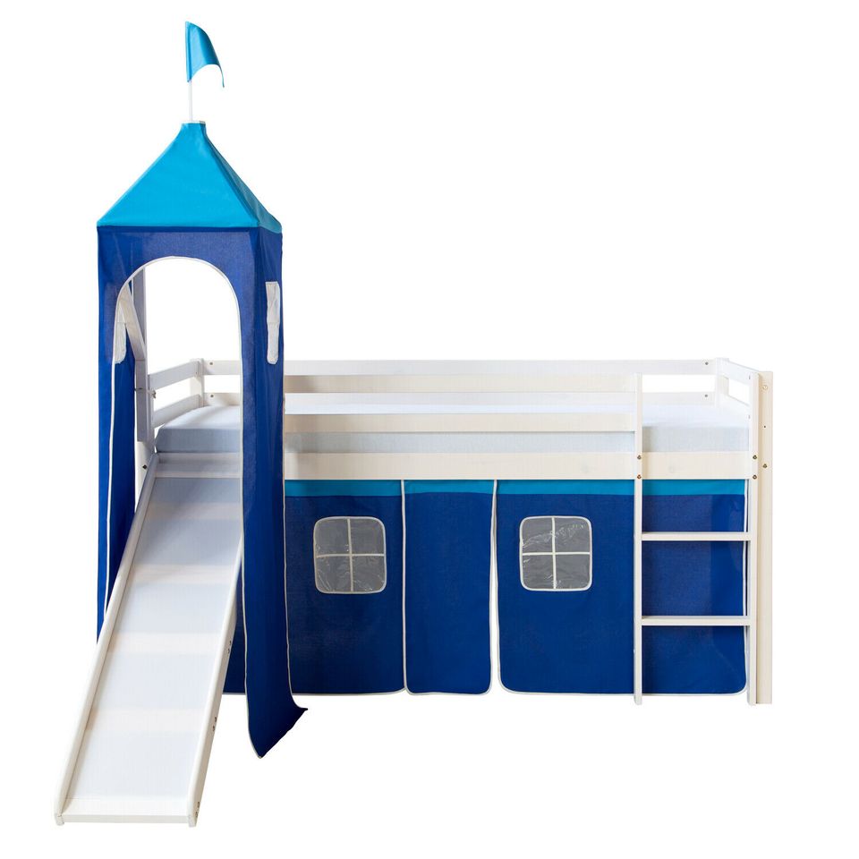 Hochbett Kinderbett Stockbett 90x200 cm Rutsche Turm Blau VB219€* in Magdeburg