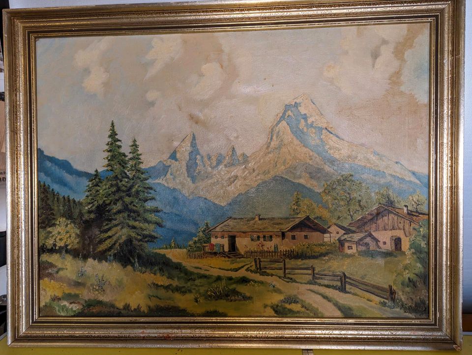 Altes Bild / Gemälde Landschaftsmalerei in Puderbach