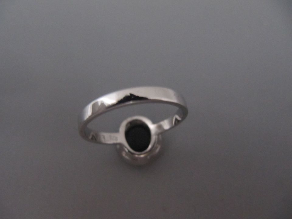 alter 925 Silber Ring mit runden Onyx als Besatz zeitlos und edel in Eystrup