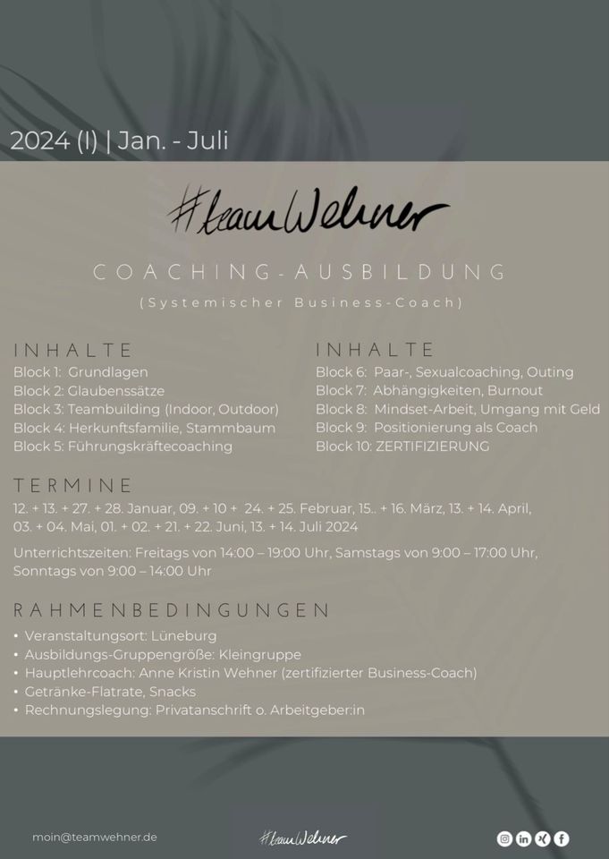 Coaching Ausbildung Systemischer Business-Coach in Lüneburg in Lüneburg