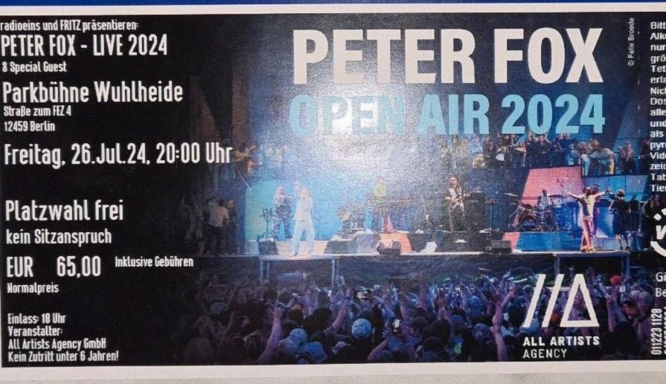 Tausche Peter Fox Tickets für 27.07 gegen 26.07 in Stendal