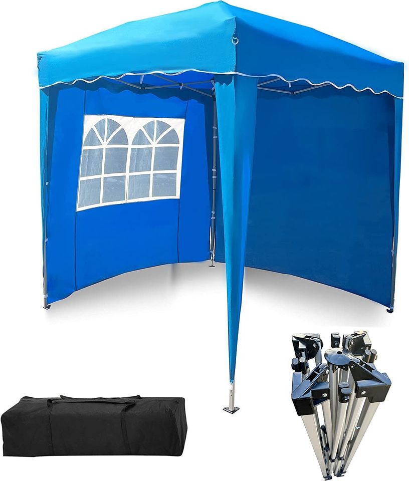 Faltpavillon 2x2 m ink 2 Seitenteile Wasserdicht Partyzelt BLAU in Essen