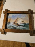 Mulero Gemälde Bild Rahmen Schiff Wellen Ölfarbe Holz 37x27cm Sachsen - Bischofswerda Vorschau