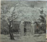 Haus im Schnee, Zeichnung von M. S. Hagen um 1920 Berlin - Treptow Vorschau