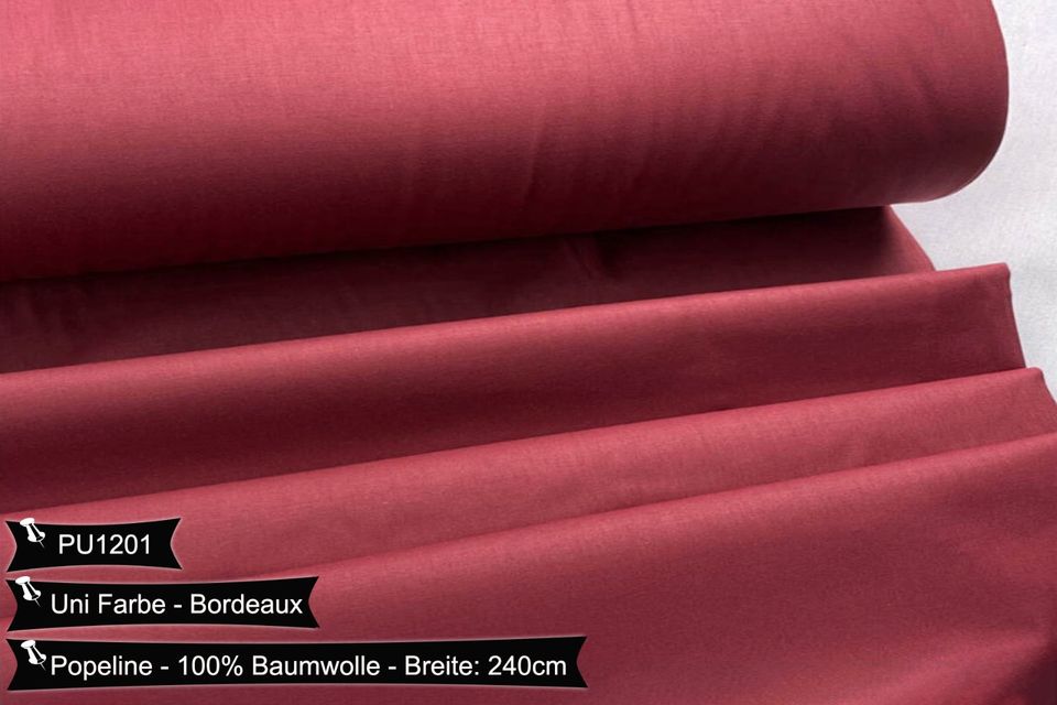 Uni Farben Doppelbreit 240cm VERSANDFREI Popeline Baumwollstoff Weihnachten Stoffe Meterware ab 50cm Baumwolle Bastelstoffe Hochwertige Patchwork Basteln Dekostoffe Deko Stoff Öko-Tex in Leipzig