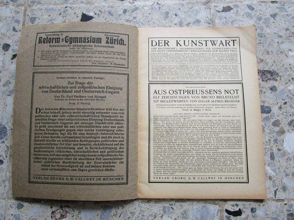 Kunstwart und Kulturwart Kriegsausgabe Zweites Juliheft 1915 in Stuttgart
