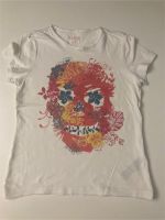 weißes T-Shirt mit buntem Totenkopf von Tchibo Größe 134/140 Niedersachsen - Marxen Vorschau