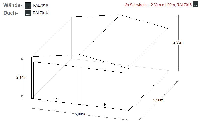 Blechgarage 5x5,5x2,55m Hobbyschuppe Garage Schuppe I piemar.de in Schwäbisch Hall