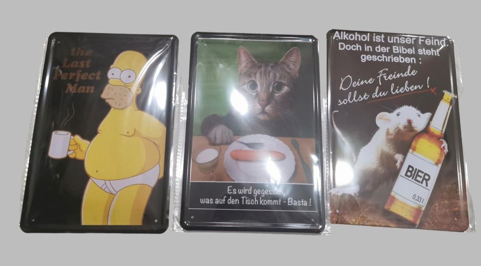 Metall Schilder 300x200 mm verschiedene NEU OVP Simpsons, Katze, in Rosbach (v d Höhe)